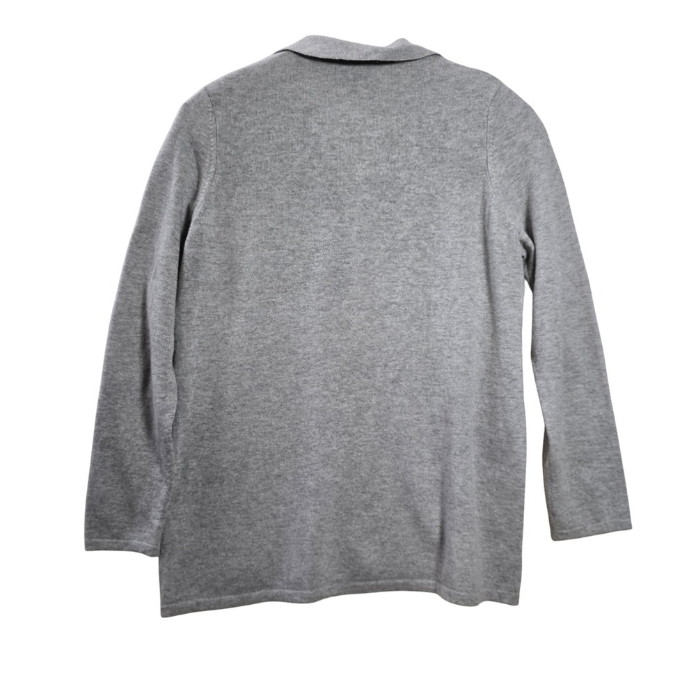 Lands' End 100% Cashmere Polo Sweater Gray Johnny Collar Women's L 14-16 - Picture 3 of 7
